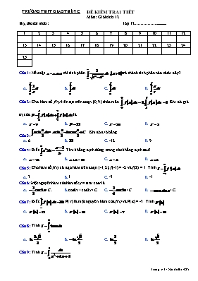 Đề kiểm tra 1 tiết môn Giải tích 12 - Đề 2